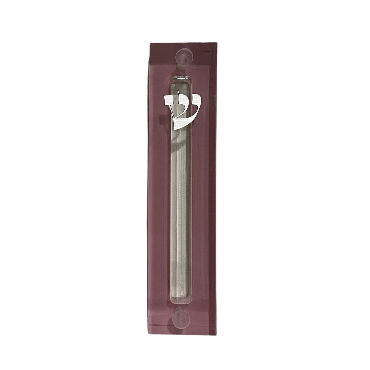 Lucite Mezuzah Case Scroll protection for Door Modern Judaica gift Easy installation Fits 4.5" Scroll Silver Shin with 3M included