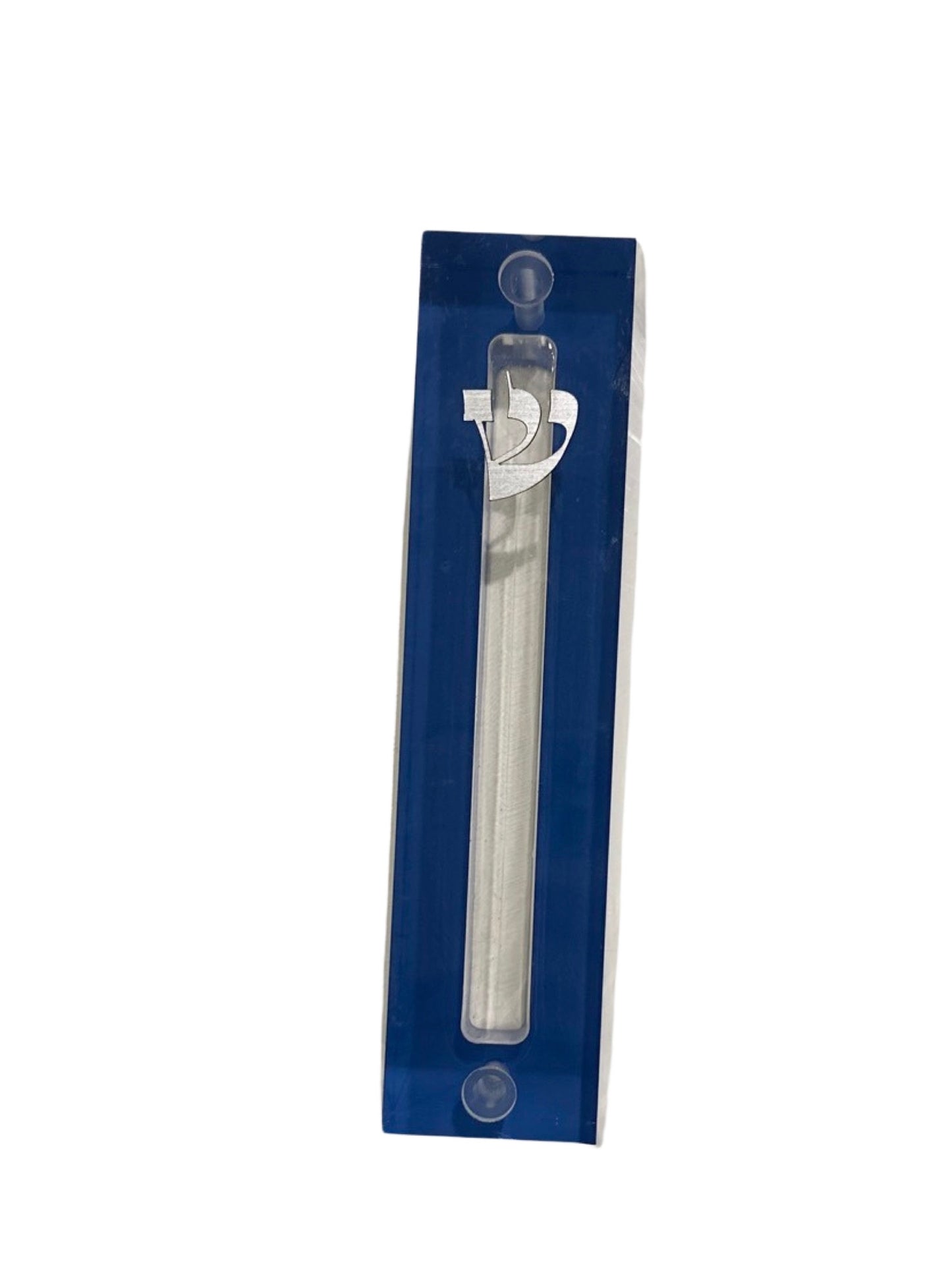 Lucite Mezuzah Case Scroll protection for Door Modern Judaica gift Easy installation Fits 4.5" Scroll Silver Shin with 3M included