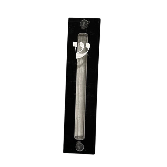 Lucite Mezuzah Case Scroll protection for Door Modern Judaica gift Easy installation Fits 4.5" Scroll Silver Shin with 3M included