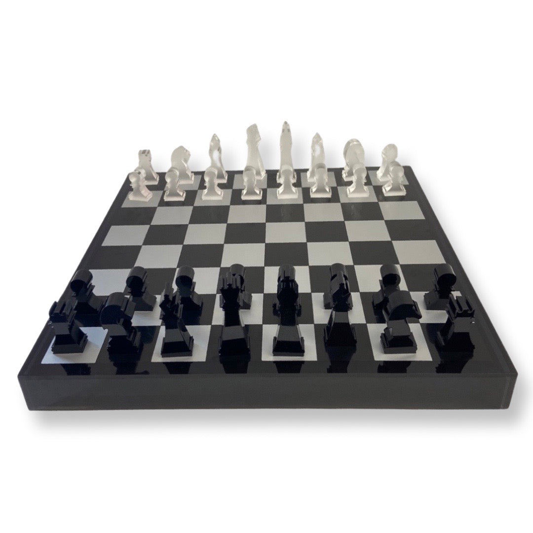 Lucite Acrylic Chess + Checkers Premium Set