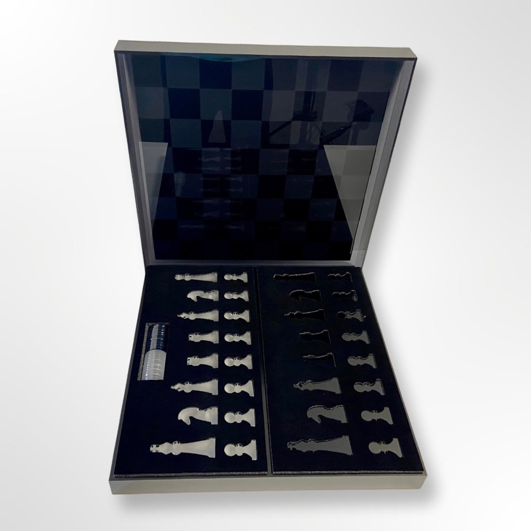 Lucite Acrylic Chess + Checkers Premium Set