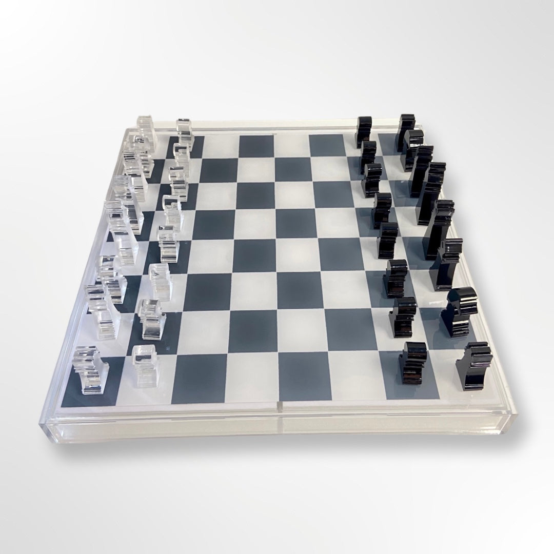 Lucite Acrylic Chess + Checkers Premium Set