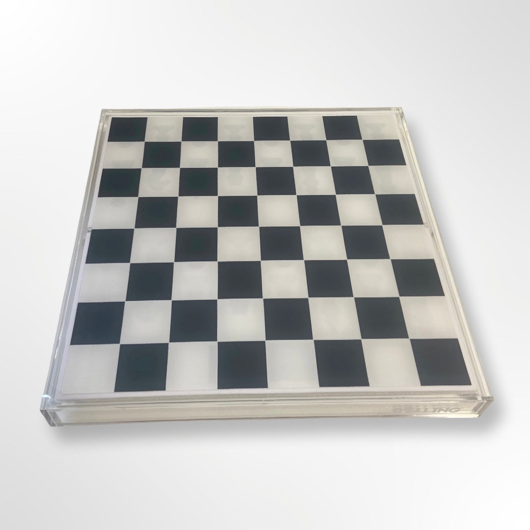 Lucite Acrylic Chess + Checkers Premium Set